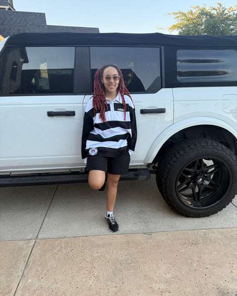 Striped Longsleeve Polo Black/White