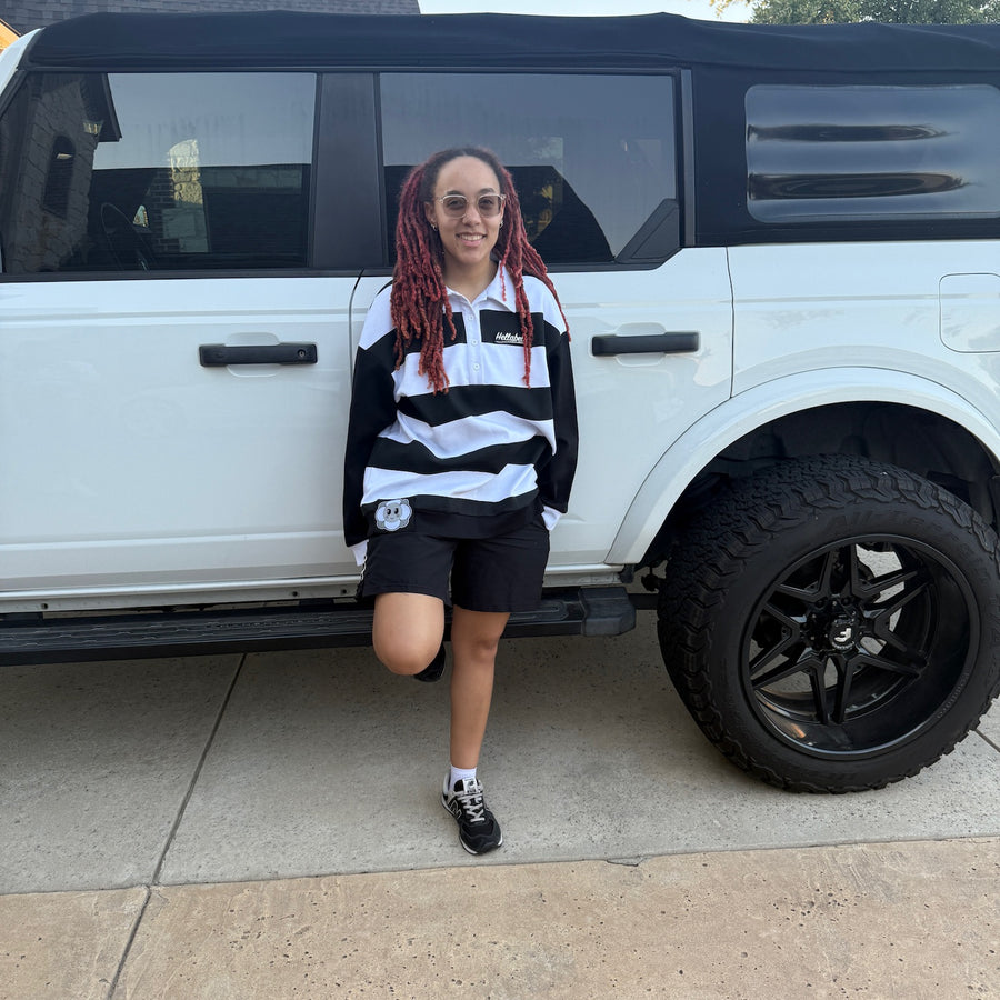 Striped Longsleeve Polo Black/White