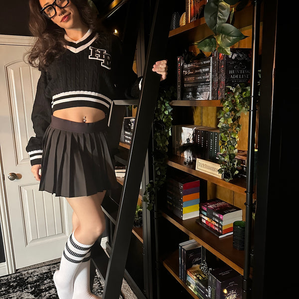 Cropped Varsity Sweater Black