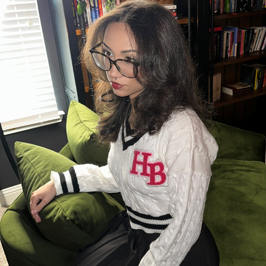 Cropped Varsity Sweater White