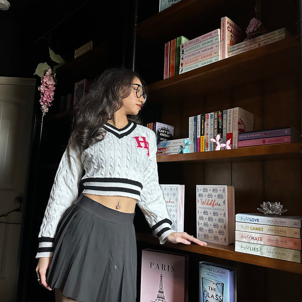 Cropped Varsity Sweater White