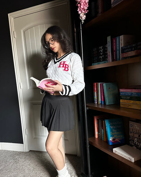 Cropped Varsity Sweater White