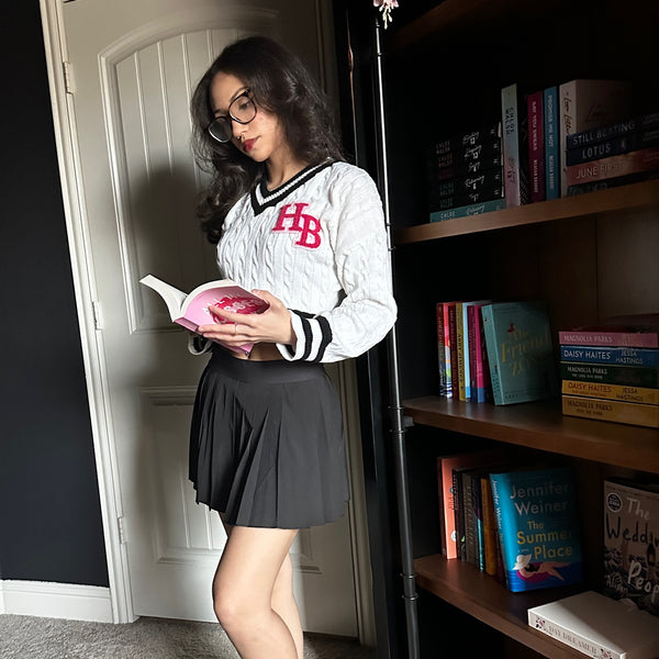 Cropped Varsity Sweater White