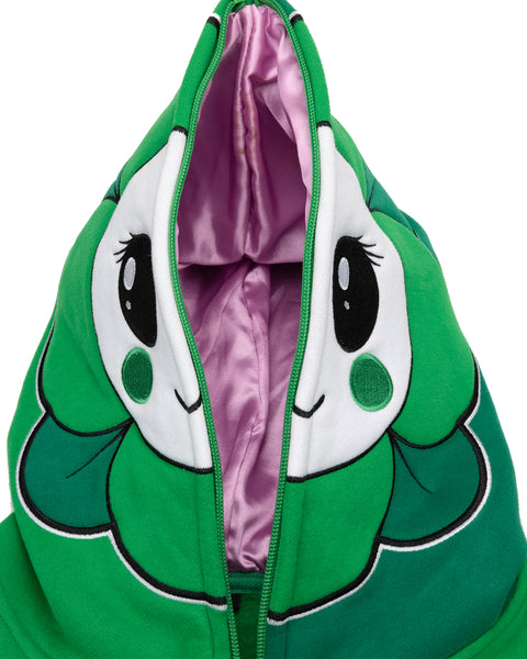 Flower Face Full Zip Hoodie Green