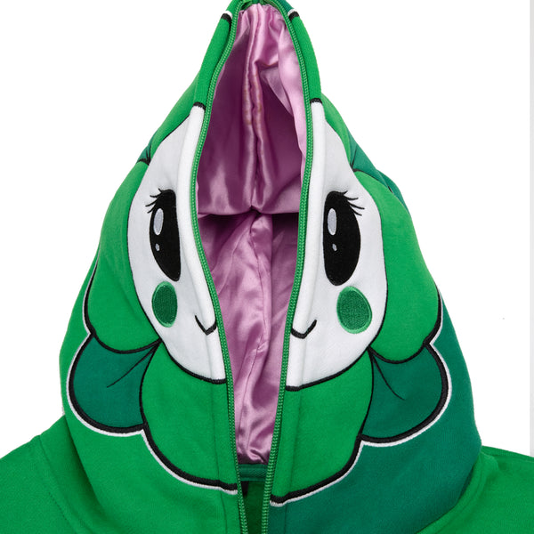 Flower Face Full Zip Hoodie Green