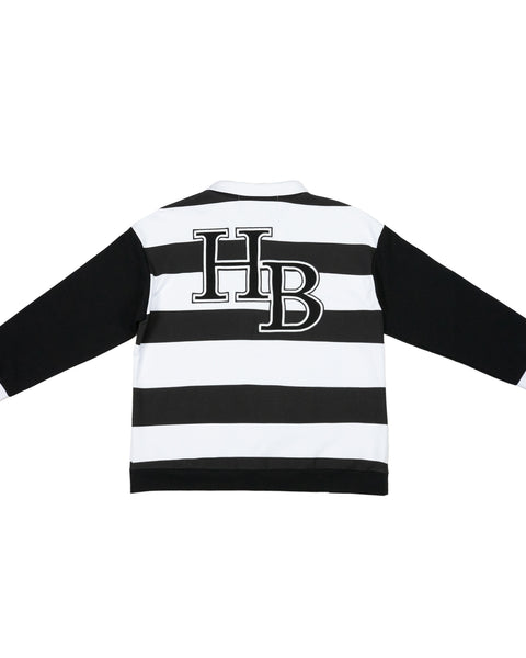 Striped Longsleeve Polo Black/White