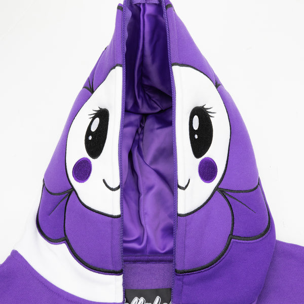 Flower Face Full Zip Hoodie Purple